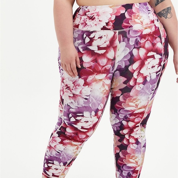 torrid Pants - Torrid Purple Floral Wicking Active Strappy Legging
